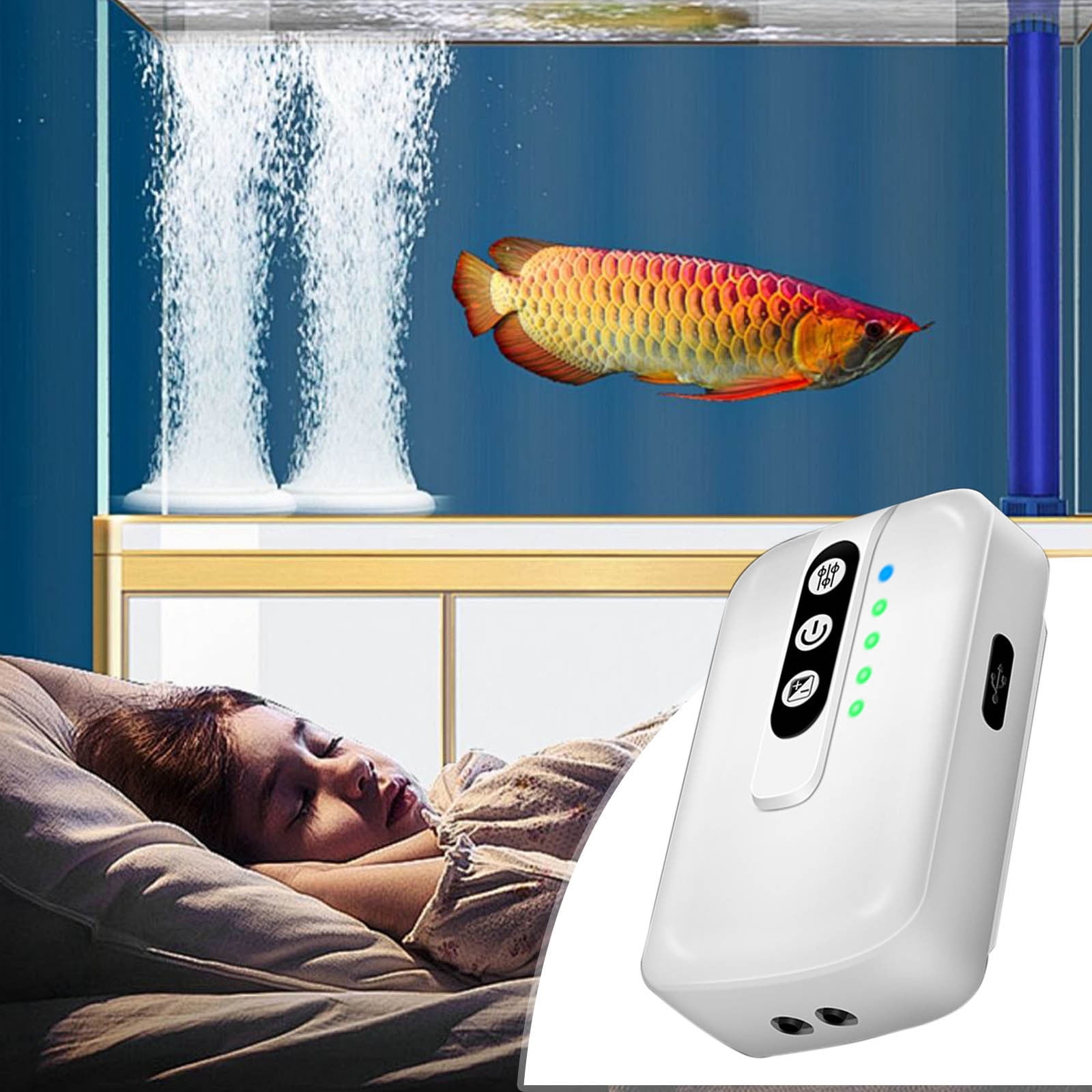 Portable Aquarium Water Pump with 3 L/min Airflow, 25-Hour Rechargeable Lithium Battery, USB-C Charging, 0.3 kg