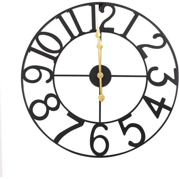 Classical Large Decorative Wall Clock with Pendulum 24inch Retro Wall Clock Non-Ticking Silent for Home Office, Black