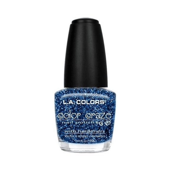 L.A. COLORS Color Craze Nail Polish with Hardeners, Aqua Crystals, 0.44 fl oz