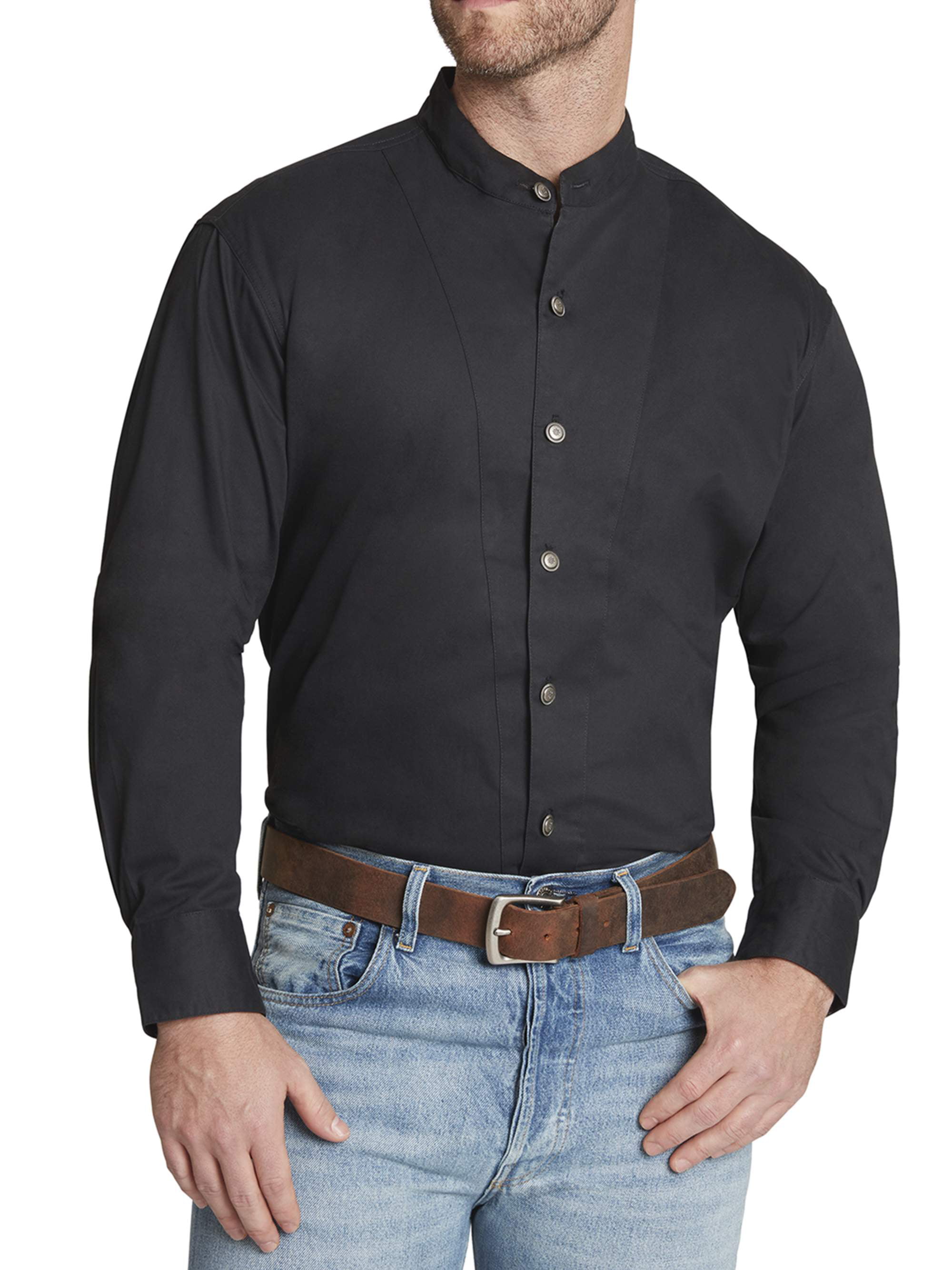 Ely Cattleman Men's Long Sleeve Banded Collar Shirt - Walmart.com