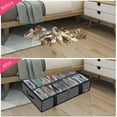 thumbnail image 3 of Sturdy Under Bed Shoe Storage Organizer, Set of 2, Fit 12 to 24 Pairs, Underbed Shoes Closet Storage Solution with Clear Window, Breathable, L29.3"x W23.6"x H5.9", Linen-like Black, MXAUBSB2P, 3 of 9