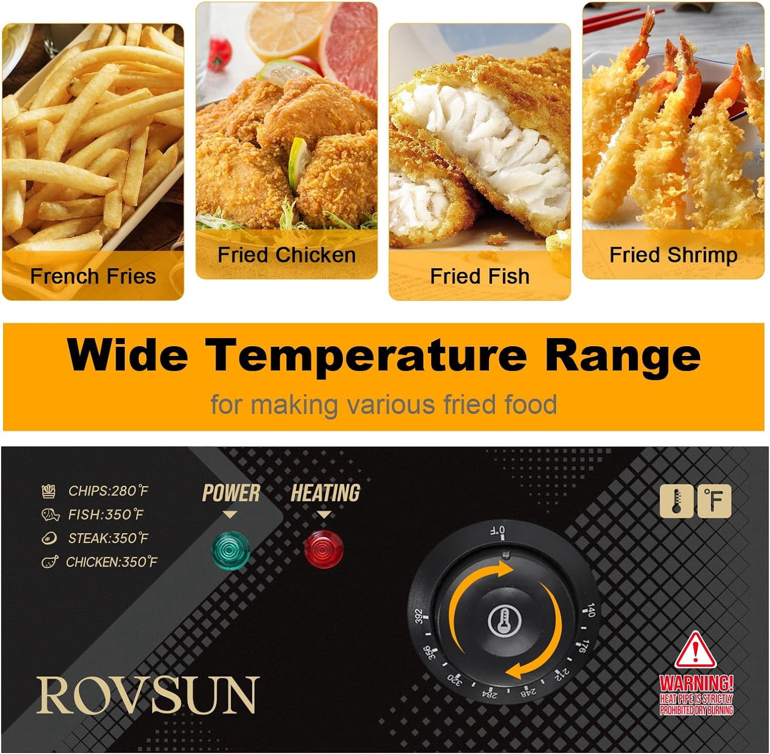 ROVSUN 13.5L 5000W Commercial Electric Deep Fryer, Stainless Steel
