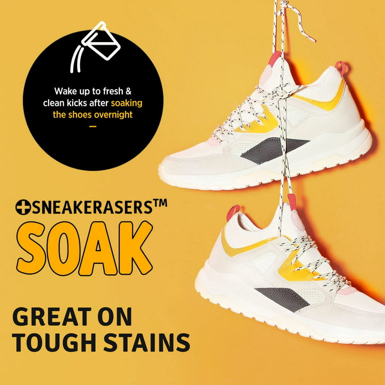 SneakErasers Overnight Soak, Shoe and Sneaker Cleaner, No-Scrub Detergent for Sneakers Athletic Shoes, and More. No Fuss!