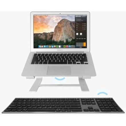 Macally Rechargeable Space Gray Quick Switch Bluetooth Keyboard For Three Devices