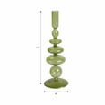 thumbnail image 2 of Decorative Glass Candle Holder for Taper Candles - Modern Candlestick Holder with Disc and Sphere Design for Table Decor - Pair with Gold Centerpieces for Tables and Living Room Display - 11", Green, 2 of 10