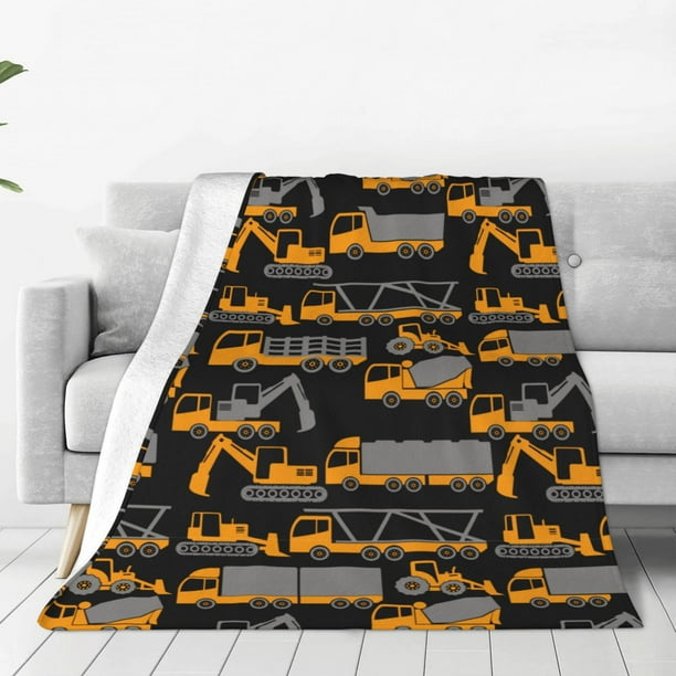 Balery Yellow Excavator Manta de Felpa Suave y Acogedora – Cobija de Franela Aterciopelada para Cama, Lavable y Cálida para Sofá, Mascotas, Transpirable-80"x60"