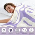 thumbnail image 4 of Preppy Throw Blanket Pink Smile Face Blanket Cute Flannel Soft Blanket Plush Fuzzy Pink Blanket Preppy Bedding Stuff for Dormitory Living Room 50" x 60"(Purple Distort Smile Face), 4 of 6