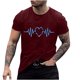 thumbnail image 1 of Hombres manga corta casual electrocardiograma impresión cuello redondo pulóver camiseta blusa Pompotops oipoqjl4074, 1 of 4