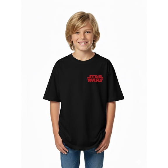 Star Wars, Boys' Elevated Front and Back Graphic T-Shirt, Darth Vader, Sizes 4-18