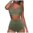 thumbnail image 4 of YUIVH Womens Tummy Control Bathing Suits Women Bikini Sexy Push Up Two Piece Swimsuits Vintage Swimsuit Two Piece Retro Ruched High Waist Print Bikini Set Sexy Swimming Pool Bathing Suits, 4 of 8