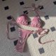 thumbnail image 1 of Trajes de baño Amzcrzy Tankini para mujer, trajes de baño, trajes de baño, bikini para mujer, color sólido, perla brillante, tanga, bikini con tirantes divididos, conjunto de traje de baño rosa, M, 1 of 3