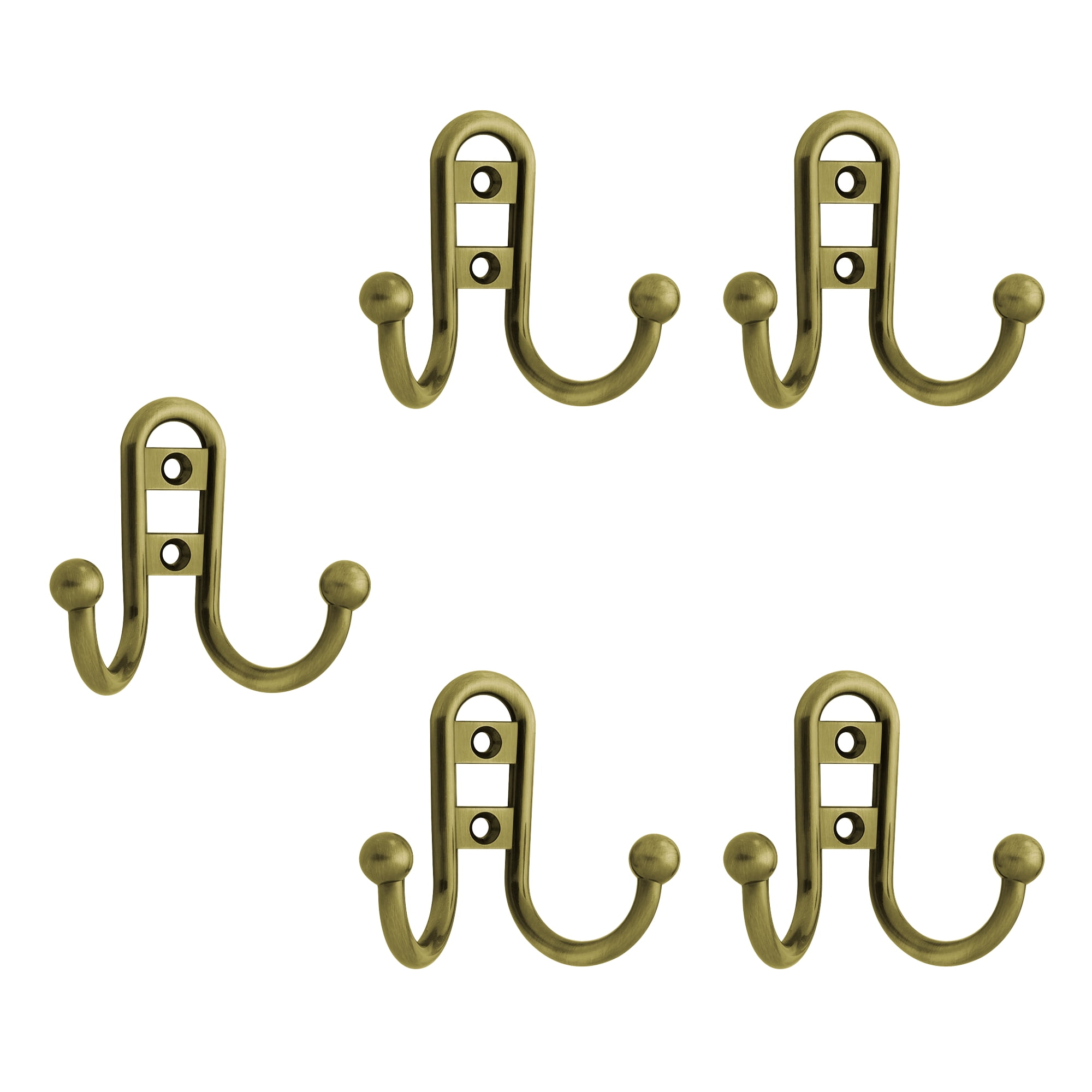 Franklin Brass Double Prong Robe Hook with Ball End, Antique Brass (5