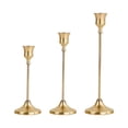 thumbnail image 2 of 3PCS Vintage Brass Gold Taper Candlestick Holders for Table Decor, Tall Sturdy Metal Build, Fits Pillar Candles, Great for Wedding Fireplace & Dining Centerpieces, Ideal Housewarming Gift, 2 of 7