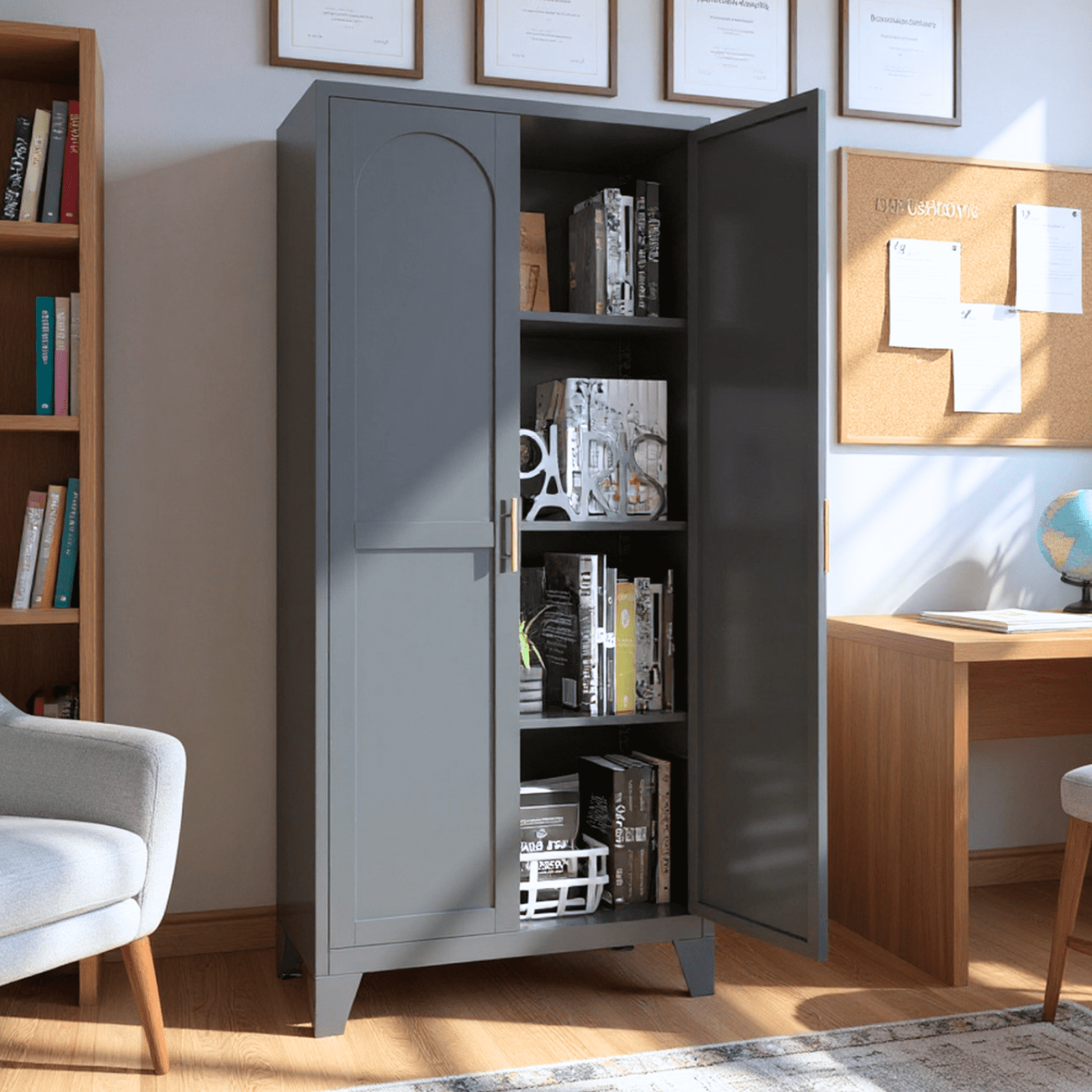 Homy Casa 60" Tall File Cabinet, Modern Storage Cabinet for Home Office or Study Room, Black