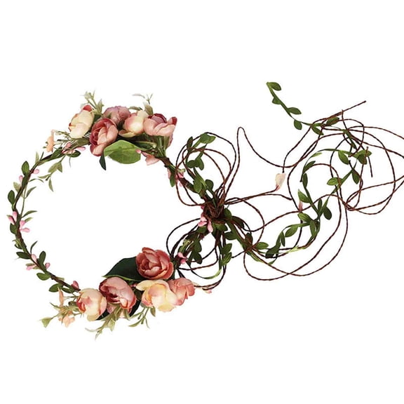 Gymayou Women Rose Floral Flower Crown Headband Wreath Wedding Bridal Hair Garland Hair Wreath Multicolor