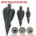 thumbnail image 3 of 3X Hss Step Drill Bit Set Large Cone Titanium Bit Set 6/8/10Mm Shank Hole Cutter, 3 of 5