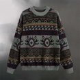 thumbnail image 4 of sususu Women's Fair Isle Sweater Argyle Iceland Norway Sweater Colorful Long Sleeve Neck Pullover Jumper Top,A05-GN2,S, 4 of 5