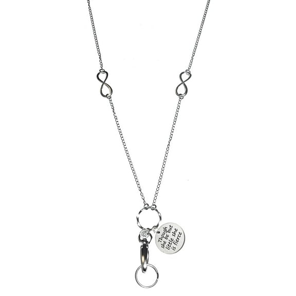 Hidden Hollow Beads "Though She Be But Little She Is Fierce" Charm Lanyard - Fashion Lanyards For Women - Cute Lanyard With ID Holder – Fashion Lanyard Badge Holder – Work Badge Necklace
