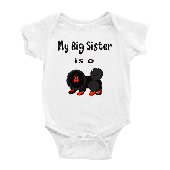 My Big Sister Is A Tibetan Mastiff Dog Cute Baby Clothing Bodysuits Boy Girl Unisex