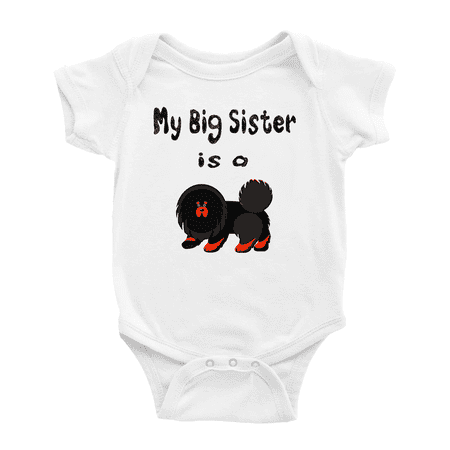 

My Big Sister Is A Tibetan Mastiff Dog Cute Baby Clothing Bodysuits Boy Girl Unisex