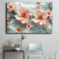 thumbnail image 4 of Mudket Peach Blossom Flower with Gold Trim Canvas Wall Art, Modern Floral Wall Decor, Framed Ready to Hang Artwork for Living Room Bedroom Office Luxury Decor - 12"L x 8"W, 4 of 10