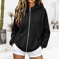 thumbnail image 2 of Zip Up Hoodie Women Long Sleeve Fall Winter Oversized Sweatshirts Zipper Oversized Cute Jackets with Pockets, 2 of 5