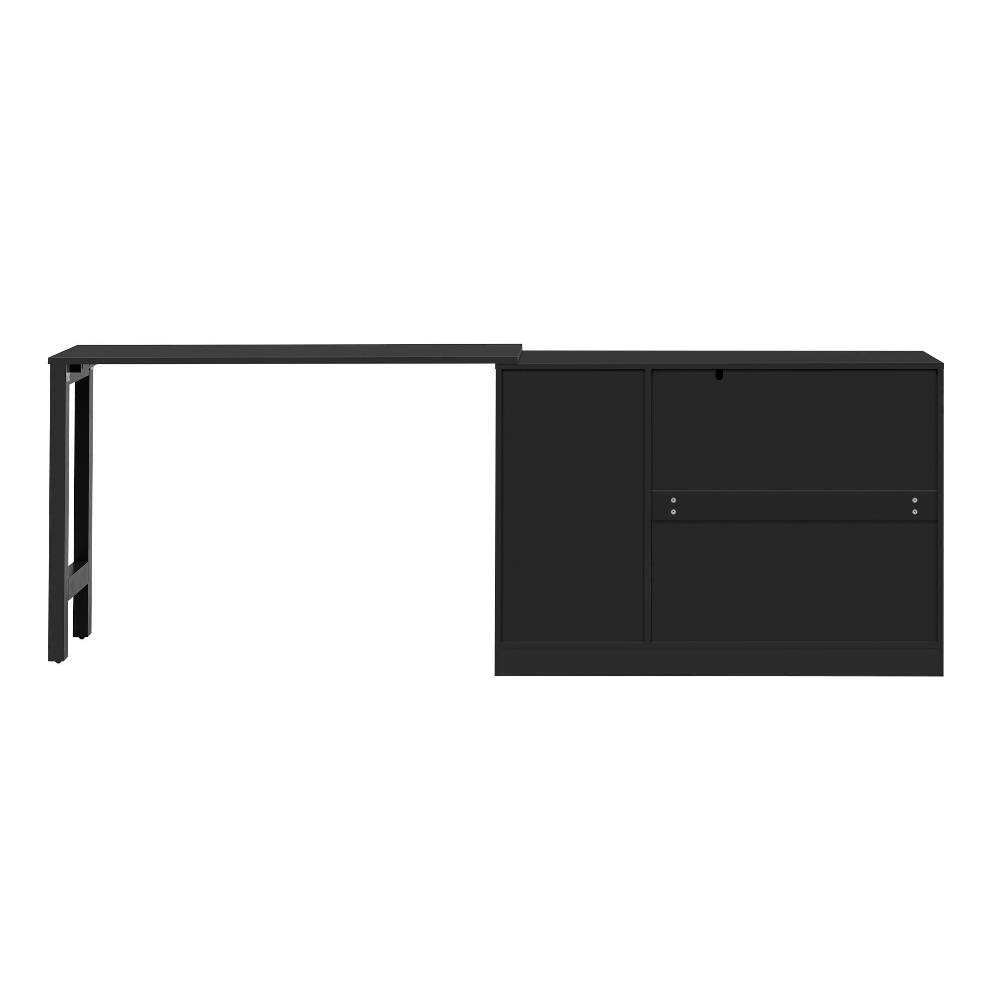 Euroco 89.7" Sideboard with Extendable Table, Multifunctional Buffet Storage Cabinet with 2 Doors and 3 Drawers Coffee Bar Station for Living Room,Study,Kitchen, Black