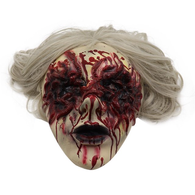 Máscara de látex realista con pelo para Halloween, disfraz de fiesta, accesorios de Cosplay, máscara de miedo para mujer vieja Fivean unisex