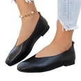 thumbnail image 3 of Women’s V-Cut Litchi Grain Square Toe Ballet Flats, Comfort Slip On Shoes, Lightweight Footwear, Casual & Office Everyday Wear,42, 3 of 7