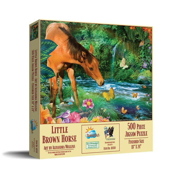 SUNSOUT INC - Little Brown Horse - 500 pc Jigsaw Puzzle by Artist: Alixandra Mullins - Finished Size 18" x 24" - MPN# 48450