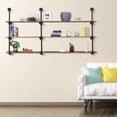 thumbnail image 6 of Industrial Iron Pipe Shelving Brackets Unit, Farmhouse Wall Mounted Pipe Shelves for Kitchen Bathroom, DIY Bookshelf Living Room Storage, 3Pack of 4 Tier, 6 of 6