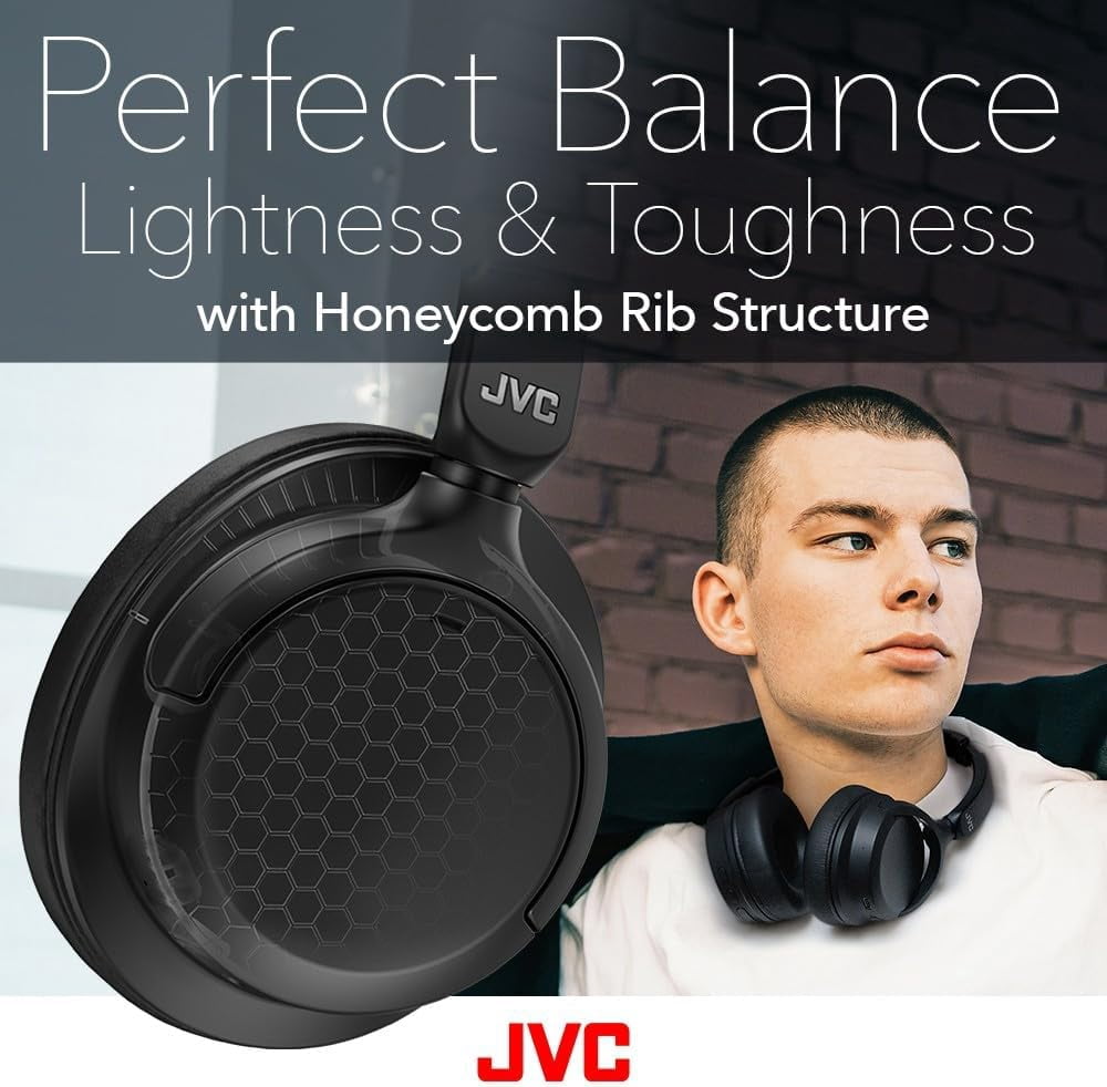 JVC Over Ear Wireless Active Noise Cancelling Headphones - Bluetooth 5.3 - Ambient Mode, 3 Audio Modes, Soft Comfort Pads, 35 Hr Battery, Foldable & Lightweight – Mic- Travel & All-Day Wear - HA-S75N