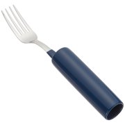 Sammons Preston Built-Up Handle 8 3/8" Fork, Steel Cylinder Grip Coated in Blue Plastic is 4" Long with 1" Diameter, Lightweight Adaptive Utensil Aids in Grasping, Independent Dining & Self-Feeding