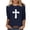 Navy, variant on Yievot 3/4 Length Sleeve Womens Easter Shirts Graphic Printed Tee Loose Crew Neck Womens Tops