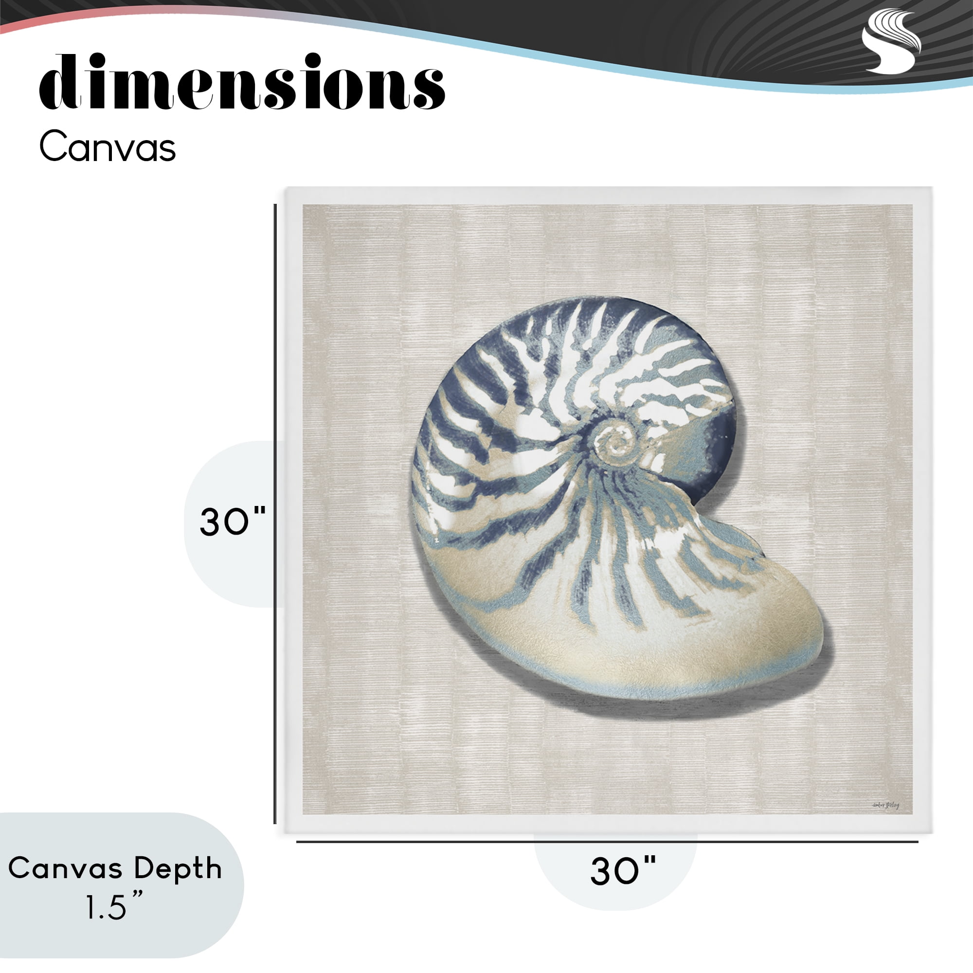 Stupell Industries Nautilus Shell in Misty Blue Canvas Wall Art, design by Amber Sterling