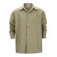 thumbnail image 4 of Men'S Shirts Casual Button Down Long Sleeve Shirt Solid Spread Collar Summer Beach Shirts Slim Fit Work Wear With Pockets,Z05-Khaki,XXL, 4 of 5