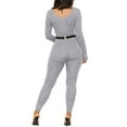 thumbnail image 5 of Elippeo Women Long Sleeve Bodycon Jumpsuits Square Neck Knitted Ribbed Rompers Workout Yoga One-Piece Bodysuit, 5 of 6