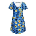 thumbnail image 6 of Gamivast Dresses for Women Short Sleeve V-Neck Babydoll Mini Dress Star Print A-Line Swing Sundress Casual Summer Holiday Vacation Cute Dress Blue XL, 6 of 7