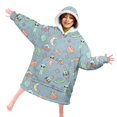 thumbnail image 4 of Alien and Rocket Pale Blue Pattern Lamb Fleece Blanket Hoodies for Teens ,Teens Oversize Sherpa Wearable Hooded Blanket Sweatshirt with Super Pockets, 4 of 6