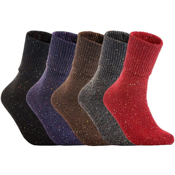 Meso Big Girl's 5 Pair's Exceptional High Crew Wool Socks Non Slip, Cozy and Cool HR1412 Size 6-9 w/o Wine