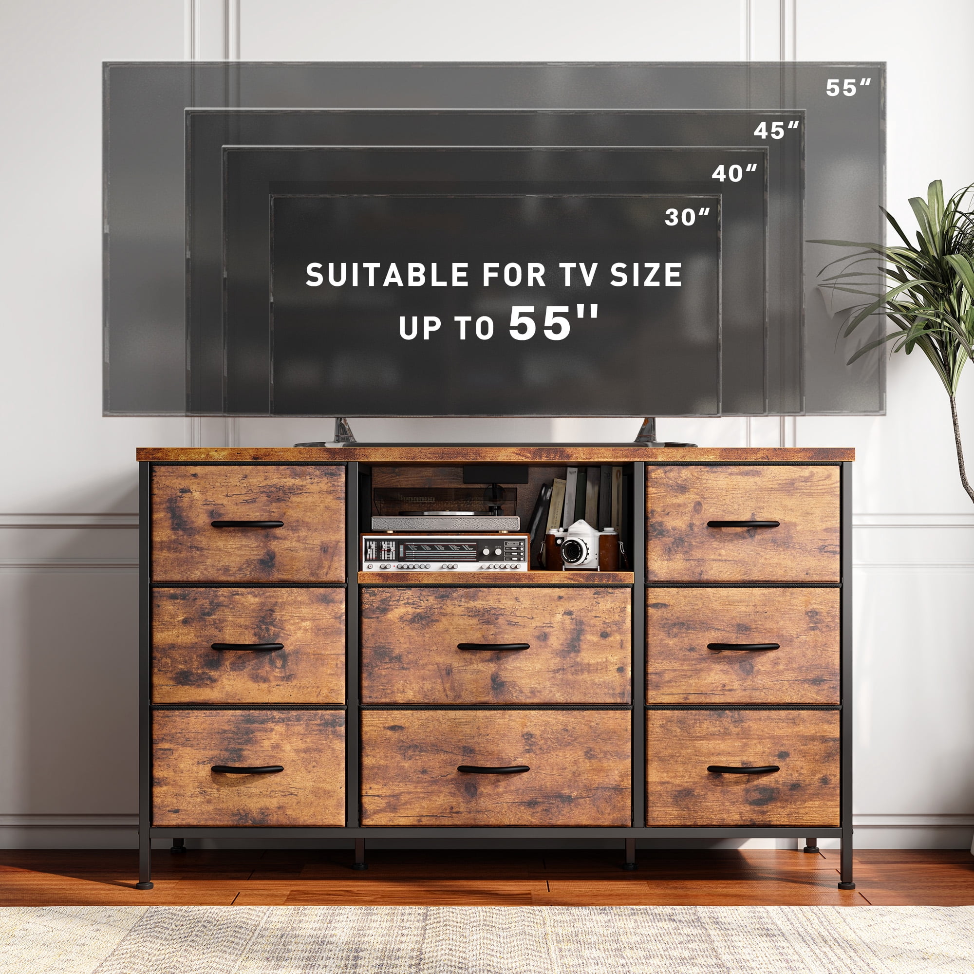 8 Drawers Dresser for Bedroom with Charging Station Fabric Chest  display picture 1