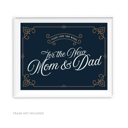 Navy Blue Art Deco Vintage Party Baby Collection Signs, Please Leave Your Wishes for the New Mom and Dad,