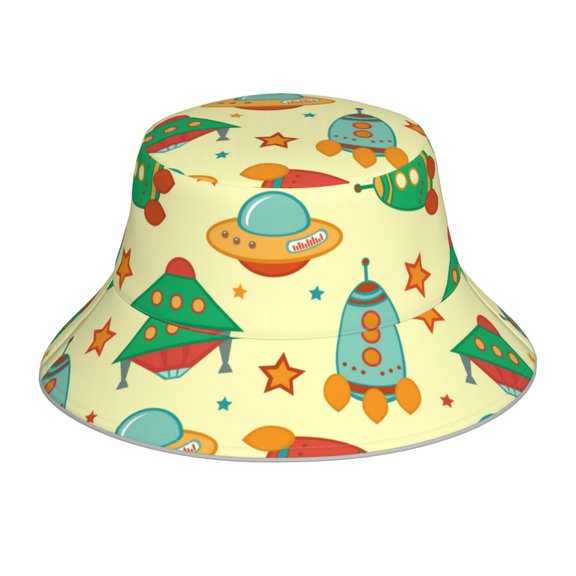 Sikiie Colorful Outer Space Reflective Double-Sided Bucket Hat, Sun Hat, for Gardening, Beaching, Camping, Hiking, Fishing