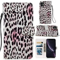 Allytech Case for iPhone 11 6.1" 2019, Premium PU Leather Folio Flip Stand Anti-Scratch Magnetic Snap Detachable Wrist Strap Card/Cash Slots Wallet Case for iPhone 11 2019, Leopard