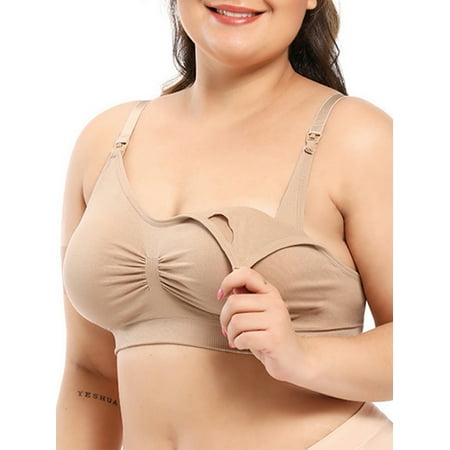 

15pcs Women Bra Vest Front Buckle Breastfeeding Tank Top Stretch Workout Sport Shaping Underwear Beige XXL