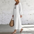 thumbnail image 5 of Women's Square Neck Long Sleeve Maxi Dress, Elastic Cuff Loose Fit Flowy Dress for Vacation Daily Wear Fall Wedding Guest, Women's Plus M, 5 of 9