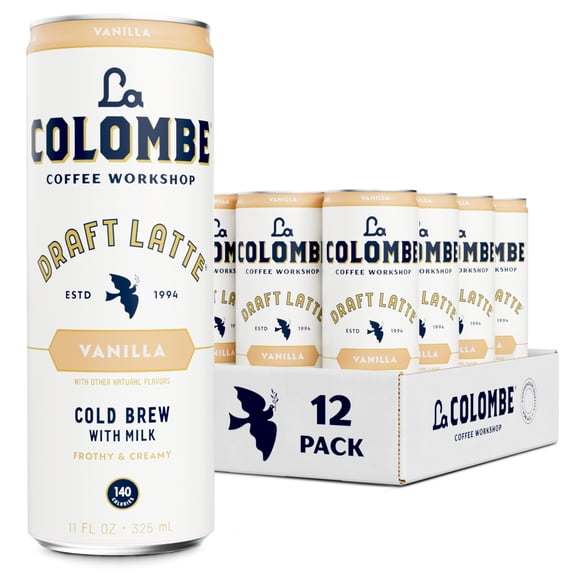 La Colombe Vanilla Draft Latte Cold Brew Ready-to-Drink Coffee, 11 fl oz, 12 Pack Cans