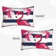 thumbnail image 4 of Naloa Dark Blue Stripes and Pink Flamingos Pillowcase, Throw Pillowcase, Wrinkle-Free, Stain-Resistant with Hidden Zipper for Bedroom Sofa - 16"x24", 4 of 9