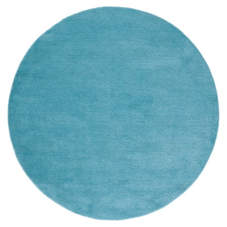 SAFAVIEH Himalaya Rachelle Solid Wool Area Rug  Turquoise  4  x 4  Round