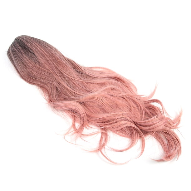 LC313 Peluca larga ondulada rosa con raya al medio y cabello completo rizado, pelucas sintéticas para disfraz de cosplay para mujeres